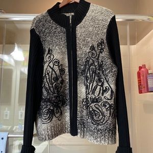 Coldwater Creek Black and White Zippered Sweater. 2X